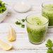 Green smoothie with lemon and spinach for fatty liver detox