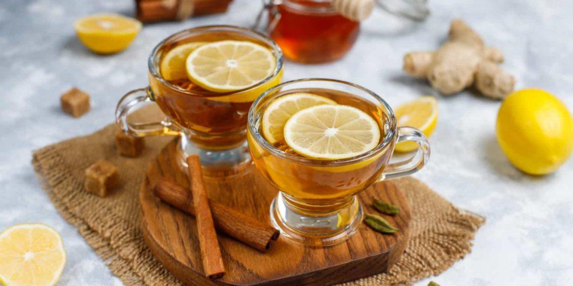 Herbal tea with lemon and honey as natural remedies for cough