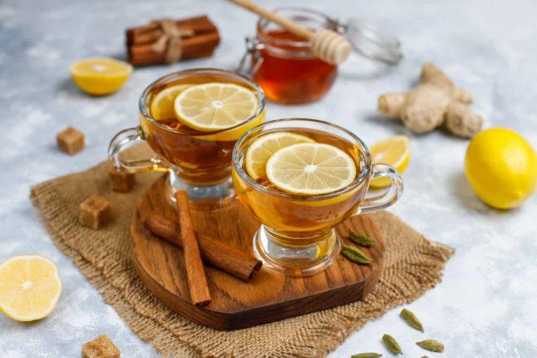 Herbal tea with lemon and honey as natural remedies for cough