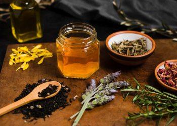 A collection of powerful natural remedies including herbs, oils, and teas