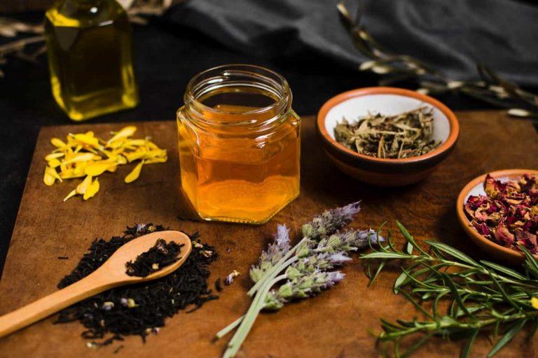 A collection of powerful natural remedies including herbs, oils, and teas