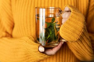 herbal teas for chronic stress in a calming teacup setting