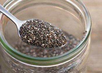 Close-up of chia seeds, a superfood known for health benefits like digestion and heart support