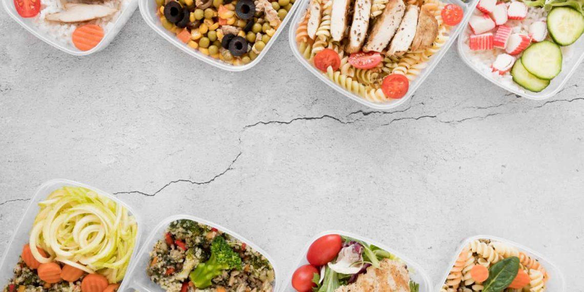 Healthy portioned meal containers from a weight loss meal delivery service