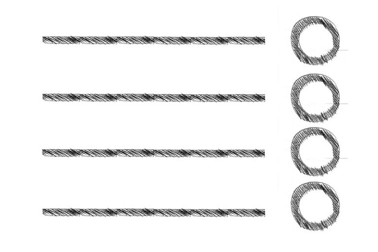 Four horizontal lines with hand-drawn circles on the right.