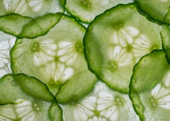 Sliced cucumber texture showcasing fresh green patterns.