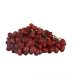 Fresh red grapes cluster on white background.