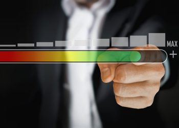 Performance level indicator bar with hand adjusting settings.