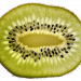 Sliced kiwi fruit with visible seeds and green flesh.