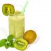 Kiwi smoothie in a glass with fresh kiwi and mint.