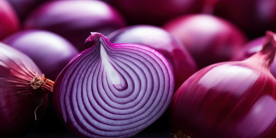 Sliced red onion with visible layers.
