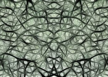 Abstract geometric pattern with intertwined dark lines.