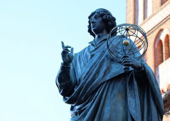 Statue of astronomer holding an armillary sphere.