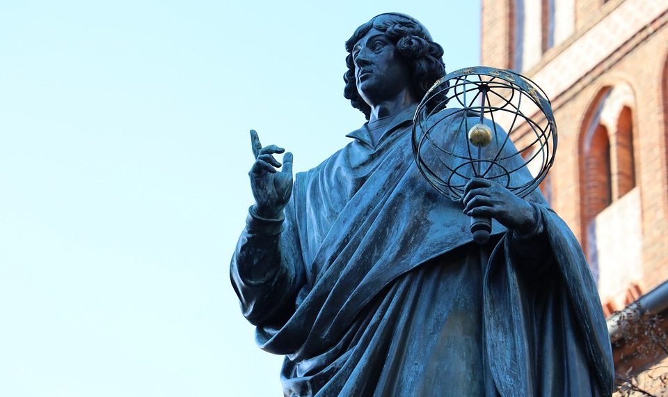 Statue of astronomer holding an armillary sphere.