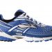 Blue and white running shoe with mesh upper and cushioned sole.