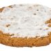 Frosted oatmeal cookie on white background.