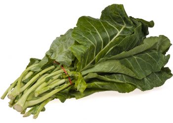 Fresh collard greens with crisp green leaves.