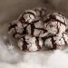 Chocolate crinkle cookies dusted with powdered sugar on a plate.