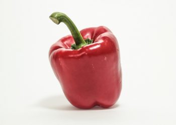 Red bell pepper on white background.