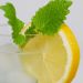 Refreshing drink with lemon slice and mint leaves.