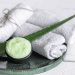 Aloe scrub with towels on spa tray