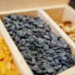 Raisins on the shelf of a supermarket or grocery store