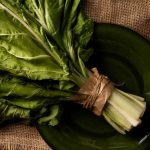 Top view chard kale on plate