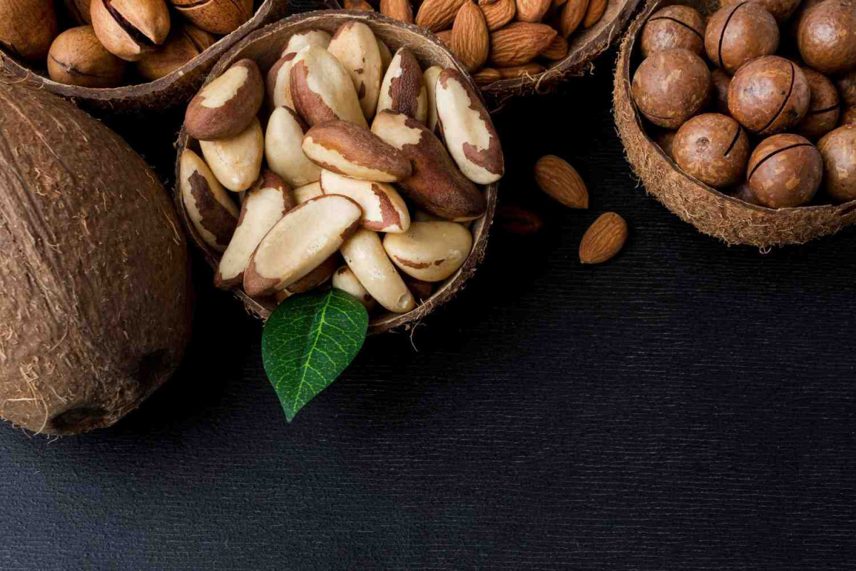 Close-up view of nuts concept arrangement